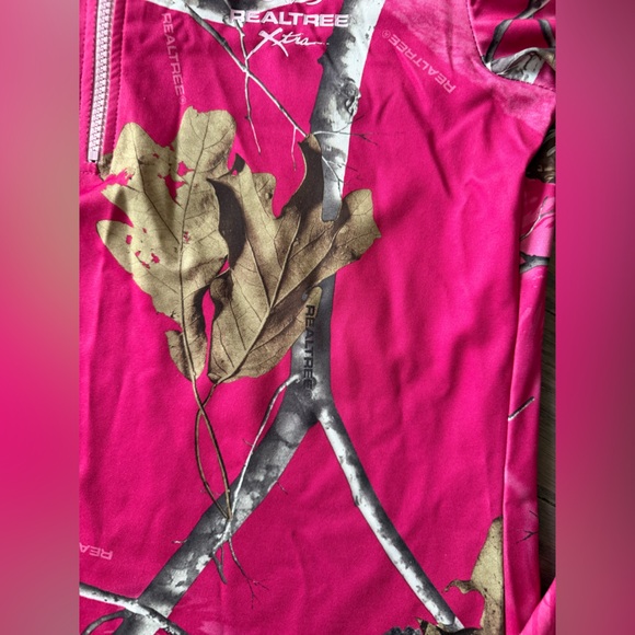 Realtree Women's 1/4 Zip Pullover Shirt Camo Thumbholes Long Sleeve Pink Size XL - Picture 11 of 16
